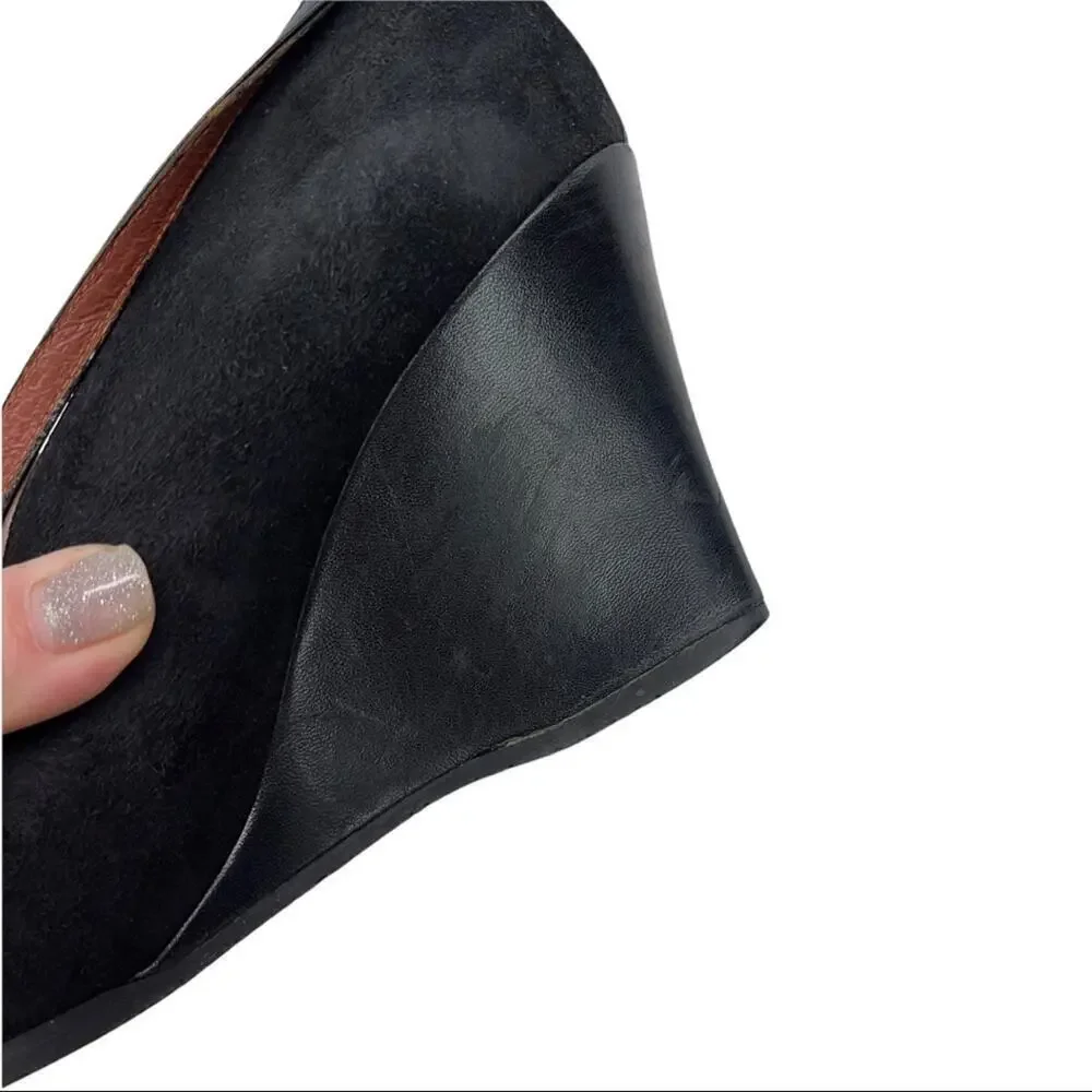 Donald J. Pliner Black Suede Crisscross Mary Jane Wedge Pump Size 8M